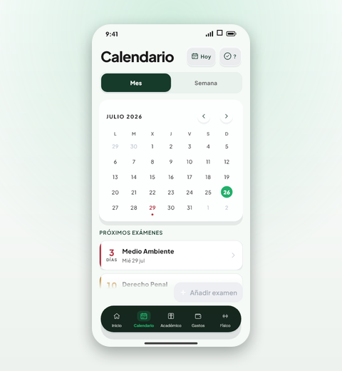 Vista del módulo Calendario en la app de Valdeza